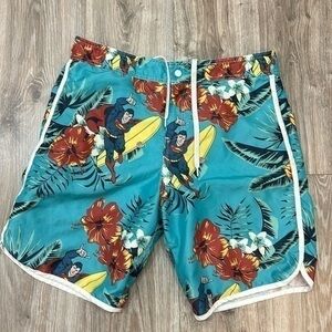 Superman men swimming trunks size Large  in turquoise